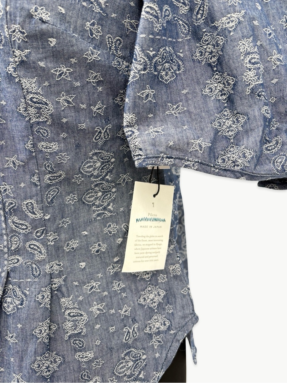 Pilcro Anthropologie Paisley Chambray Button Front Blouse Size 4 Tie Sleeve NWT - Picture 11 of 13